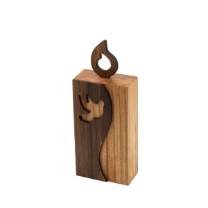 Nagrobna lesena svečka iz brestovega lesa in orehovega lesa - golobček