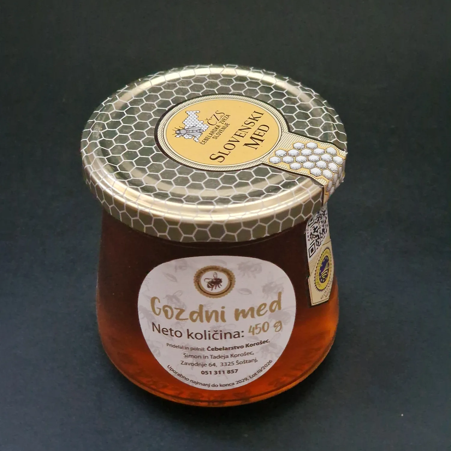 Kozarec slovenskega gozdnega medu 450 g z oznako Slovenski med